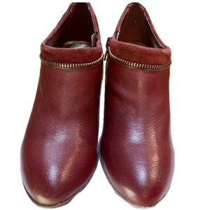 Anne Klein Dalayne Red Leather Ankle Booties